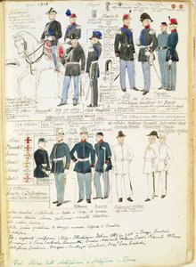 1848年的皮埃蒙特军队的制服。Cenni Quinto的彩版