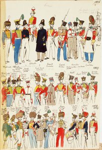 各种制服，时间为1826年至1829年。Cenni Quinto的彩版 作者 昆图森尼