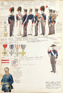 卢卡公国的各种制服，由Quinto Cenni制作，彩色图版 作者 昆图森尼