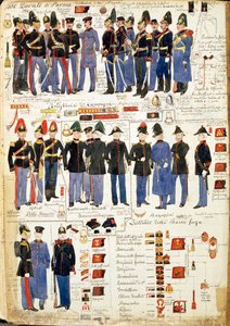 帕尔马公国的各种制服，由Quinto Cenni制作，彩色图版 作者 昆图森尼