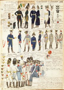 托斯卡纳大公国的各种制服，由Quinto Cenni制作，彩色图版 作者 昆图森尼