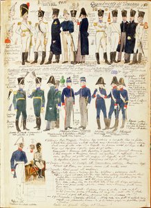 托斯卡纳大公国的各种制服，由Quinto Cenni制作，彩色图版 作者 昆图森尼