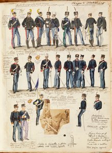 意大利王国的各种制服，由Quinto Cenni制作，彩色板。 作者 昆图森尼