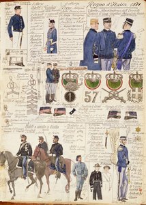 意大利王国的各种制服，由Quinto Cenni制作，彩色板。 作者 昆图森尼