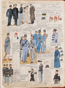 意大利王国的各种制服，由Quinto Cenni制作，彩色板。 作者 昆图森尼