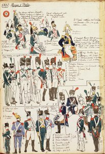 1807年意大利王国的各种军服。Cenni Quinto的彩版 作者 昆图森尼