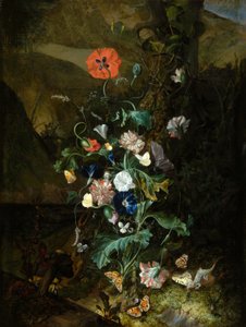 树干旁的插花，约 1683 年（布面油画）