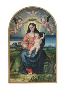 圣母与圣婴，1543 年前（油画） 作者 米开朗基罗的拉斐尔诺（16世纪）