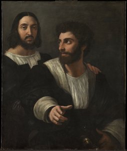 与朋友的自画像双人肖像，1519年 作者 拉斐尔（Raffaello Sanzio Raphael）