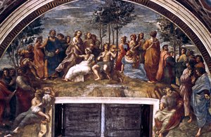 帕纳苏斯宫，来自签名室，1510-1511 作者 拉斐尔（Raffaello Sanzio Raphael）