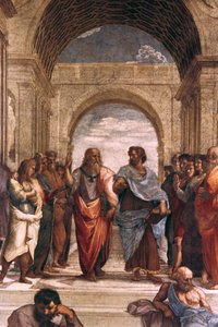 雅典学院，柏拉图与亚里斯多德的细节，1508-1511年 作者 拉斐尔（Raffaello Sanzio Raphael）