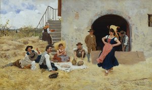 农家院里跳舞 作者 拉斐尔·索尔比（Raffaello Sorbi）