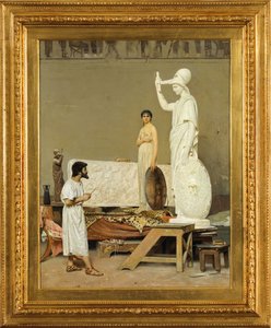 菲迪亚斯正在制作他的密涅瓦雕像，1869年。 作者 拉斐尔·索尔比（Raffaello Sorbi）