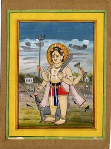 拜拉瓦（Bhairava）的立像，是圣神（Śiva）的一种形态。 作者 拉贾斯坦学校