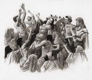 圣凯瑟琳在转轮上受刑（水粉画，纸面） 作者 拉尔夫·布鲁斯