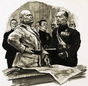 身份不明的军官指着地图上的一个点 作者 拉尔夫·布鲁斯