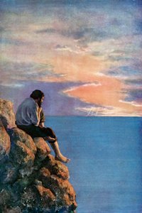 丹尼尔·笛福为《鲁宾逊漂流记》绘制的插图（彩色平版印刷）