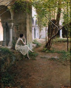 Young Woman Meditating in a Cloister 作者 拉蒙·卡萨斯·卡博