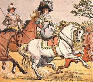 骑着白马的漂亮女士》，来自《骑着公鸡的马到班伯里十字路口》。 作者 伦道夫·卡尔德科特