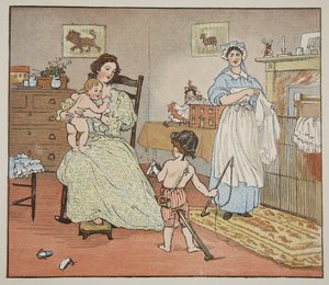 再见，婴儿彩旗，插图来自&39;Hey Diddle Diddle and Bye，Baby Bunting&39;，1882年