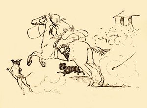 1878年，c1918年，约翰·吉尔平（John Gilpin）被马追赶而被狗追赶。 作者 伦道夫·卡尔德科特