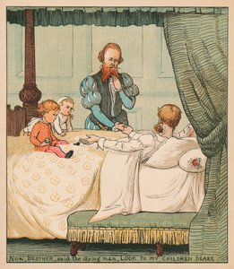 弟兄说，现在，垂死的男人，《看向我的孩子们的敬意》，c1878。 作者 伦道夫·卡尔德科特