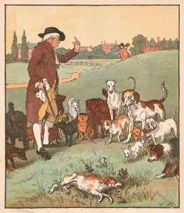 那只死了的狗，大约在1879年。 作者 Randolph Caldecott