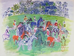 在赛马场，约 1930-50（水粉画） 作者 拉乌尔·杜菲