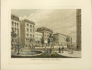 1865 年，从芝加哥法院广场看拉萨尔街 作者 拉乌尔·瓦林