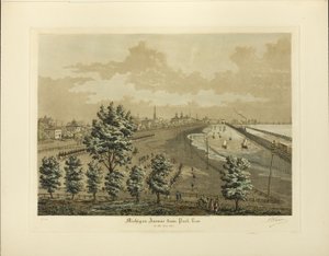 1865 年从公园路看密歇根大道 作者 拉乌尔·瓦林