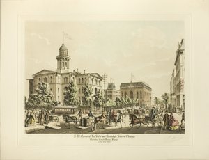 N.芝加哥拉萨尔和伦道夫街西北角，显示 1864 年的法院广场 作者 拉乌尔·瓦林