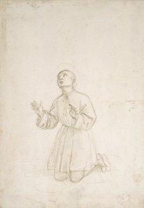 青年跪像，约 1503 年（白色制剂上的银点） 作者 拉斐尔