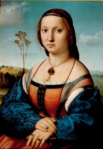 Portrait of Maddalena Doni Painting by Raffaello Sanzio dit Raphael (1483-1520) 1506 Sun. 63x45 cm Florence, Palazzo Pitti, Galleria Palatina 作者 拉斐尔