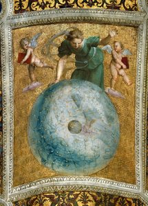 普鲁姆移动。在Stanza della Segnatura的天花板壁画，约1510-1511。 作者 拉斐尔