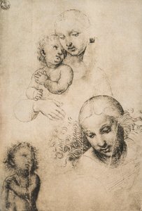 研究麦当娜和儿童，由Raffaello Sanzio绘制。内阁图纸和版画，乌菲齐画廊，佛罗伦萨 作者 拉斐尔（Raffaello Sanzio Raphael）