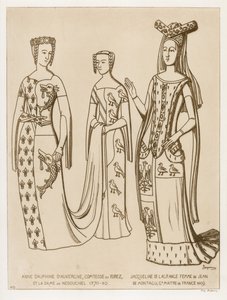 Anne Dauphine，Forez伯爵夫人和Nedouchel女士，1370-80。杰奎琳·德·拉格朗日，Jean de Montagu的妻子，法国大师，1409年。 作者 拉斐尔·雅克敏（Raphael Jacquemin）