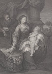 神圣的家庭，基督的孩子在圣母的腿上睡觉，1786年 作者 拉斐尔摩根