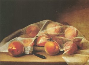 用手帕包着桃子的水果块--raphaelle peale 作者 拉斐尔·皮尔（Raphaelle Peale）