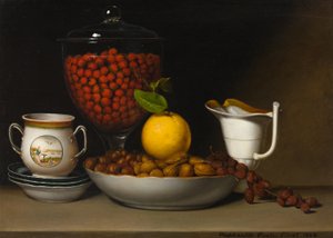 静物-草莓、坚果等 作者 拉斐尔·皮尔（Raphaelle Peale）