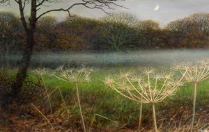十二月黄昏：薄雾笼罩田野（木板油画） 作者 雷蒙德·布斯