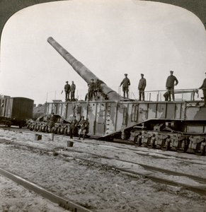 16英寸铁路炮，将第一次世界大战的兴登堡线粉碎，法国，1917-1918年。