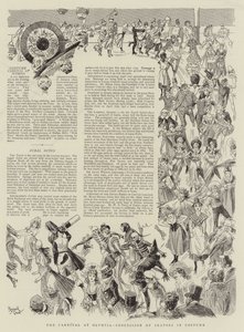 奥林匹亚狂欢节，身着盛装的溜冰者游行（石版画） 作者 雷金纳德·托马斯·克利弗