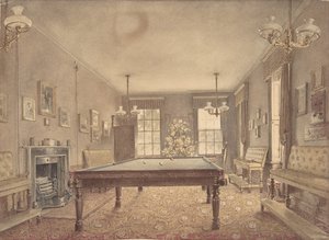 德文郡卢普顿宫的台球室内部，由乔治...设计，1838年。 作者 里德·特纳
