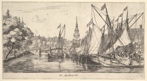 De Appelmarckt苹果市场，摘自阿姆斯特丹的风景，板6，约。 165962。 作者 雷尼尔·塞曼