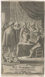 写字台前的商人
扉页：J. van der Does 等人，《Verscheyde voyagien, ofte reysen》，1652 年 作者 五、Caymax