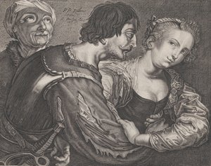 鸨母：一个老妇人，一个士兵和一个女人，约1635-68。 作者 雷尼尔·范·佩森