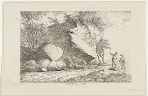 风景与岩石旁的两个人物 作者 Reinierus Albertus Ludovicus baron van Isendoorn à Blois