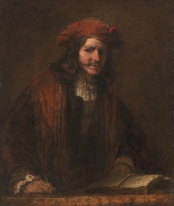 戴红帽的人》，约 1660-65 年（布面油画） 作者 伦勃朗·哈门斯（Rembrandt Harmensz）。范里恩（学校）
