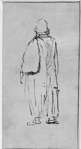 从后面看，向左走的人（纸上笔墨）