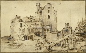 衰落中的昂贵城堡，1652-57年 作者 伦勃朗·范·赖恩